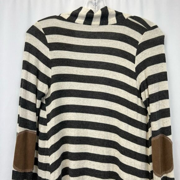 Piacé Boutique Womens Open Cardigan Gray Stripe Long Sleeve Elbow Patch Small - Picture 3 of 11